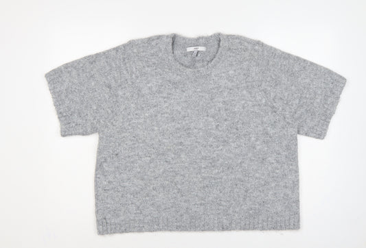 Next Women Grey XL Fluffy Knit Dolman Sleeve Round Neck Jumper