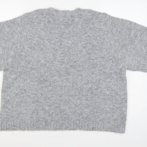 Next Women Grey XL Fluffy Knit Dolman Sleeve Round Neck Jumper