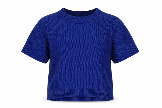 H&M Women’s Blue M Chunky Knit Short Sleeve High Neck Jumper