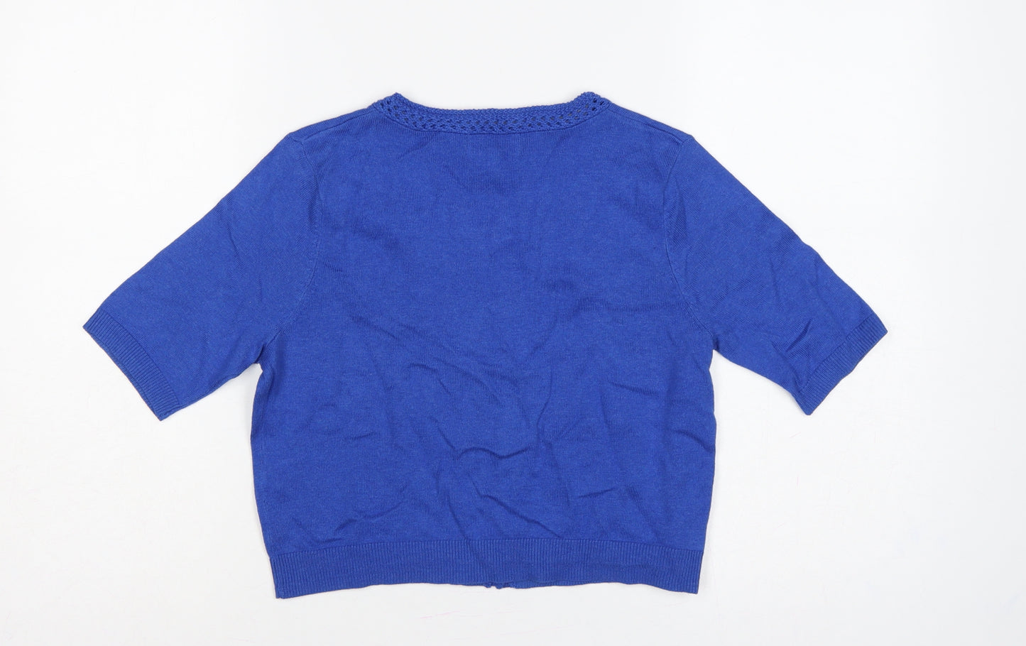 Per Una Women’s Blue UK 10 V-Neck Short Sleeve Cotton Cardigan