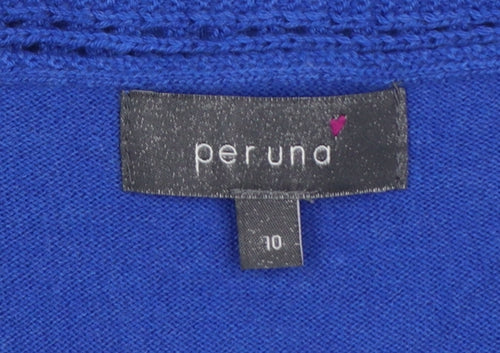 Per Una Women’s Blue UK 10 V-Neck Short Sleeve Cotton Cardigan