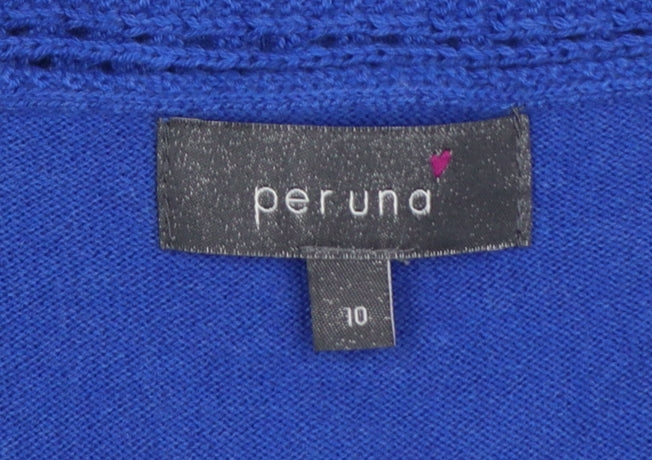 Per Una Women’s Blue UK 10 V-Neck Short Sleeve Cotton Cardigan
