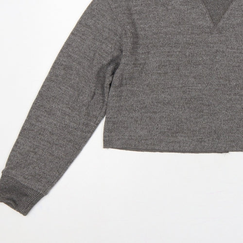 Zara Women Grey M Knit Crew Neck Pullover Sweatshirt Long Sleeve