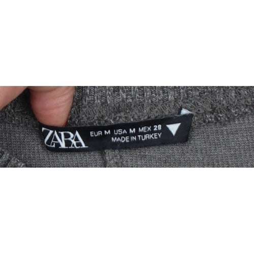 Zara Women Grey M Knit Crew Neck Pullover Sweatshirt Long Sleeve