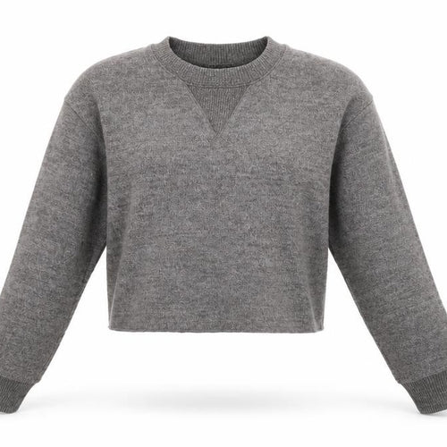 Zara Women Grey M Knit Crew Neck Pullover Sweatshirt Long Sleeve