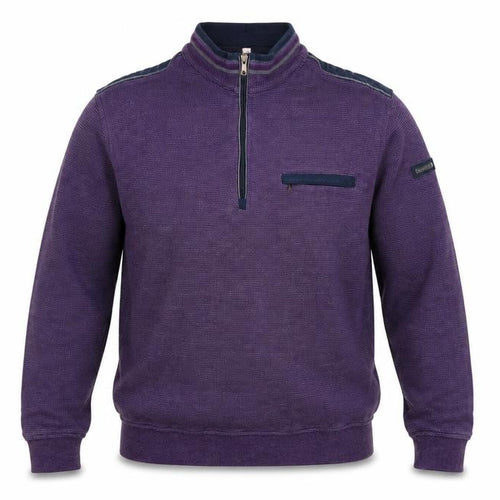 Bugatti Men’s Purple M 1/4 Zip High Neck Cotton Sweatshirt