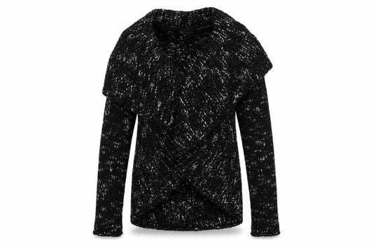 Simona Norelli Women Black UK 10 Chunky Knit Open Cardigan