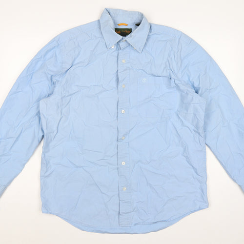 Timberland Men Blue M Cotton Button-Down Long Sleeve Casual Shirt