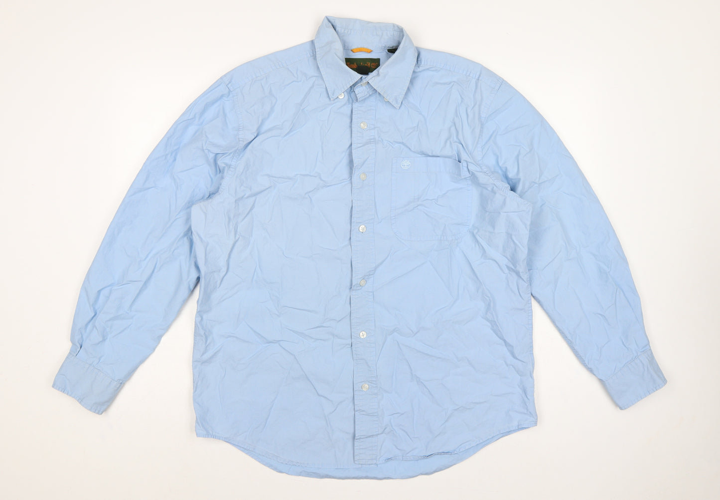 Timberland Men Blue M Cotton Button-Down Long Sleeve Casual Shirt