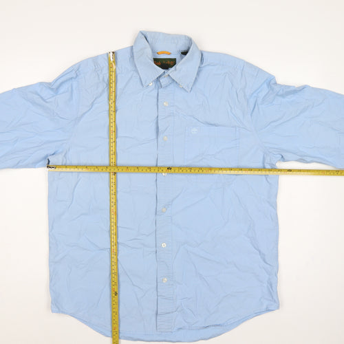 Timberland Men Blue M Cotton Button-Down Long Sleeve Casual Shirt
