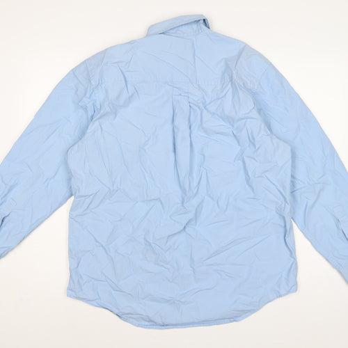 Timberland Men Blue M Cotton Button-Down Long Sleeve Casual Shirt