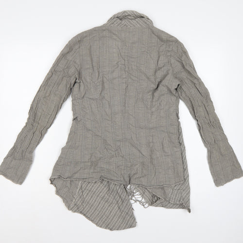 Sandwich Women Grey UK 8 Wrap Knit Long Sleeve Belted Fringe Blouse