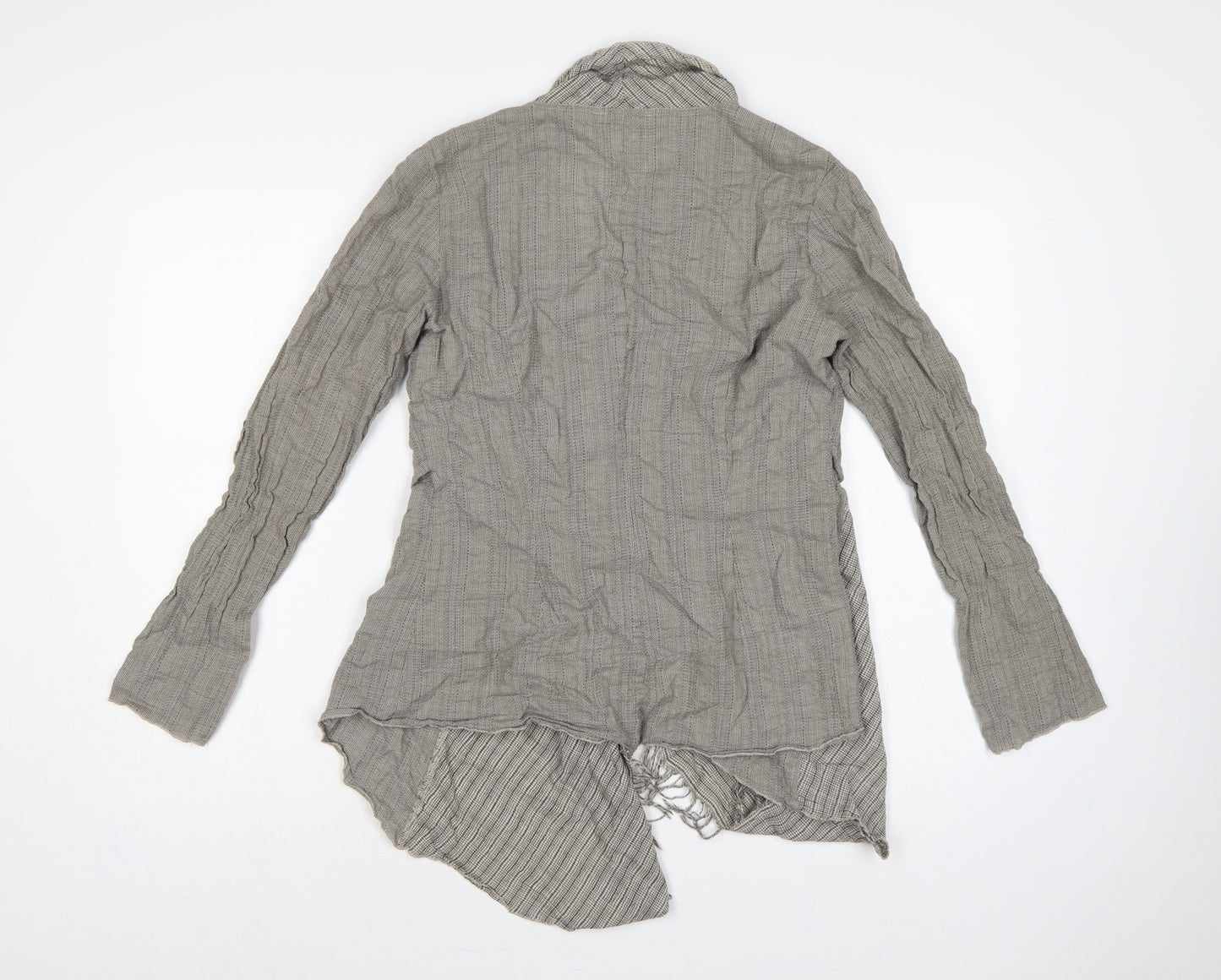 Sandwich Women Grey UK 8 Wrap Knit Long Sleeve Belted Fringe Blouse