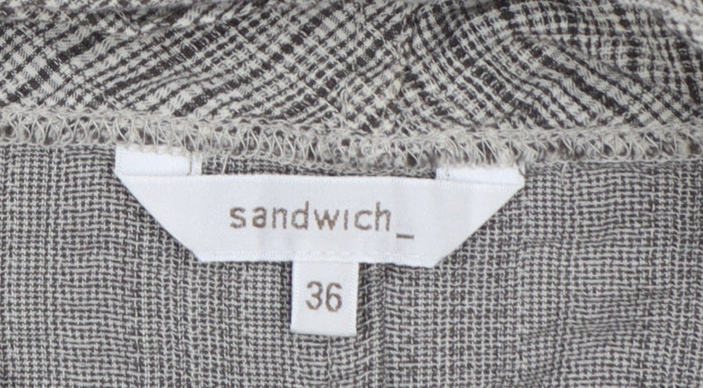 Sandwich Women Grey UK 8 Wrap Knit Long Sleeve Belted Fringe Blouse
