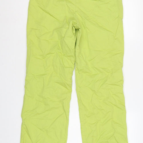 Zara Women Green M Cotton Linen Straight Trousers Pockets