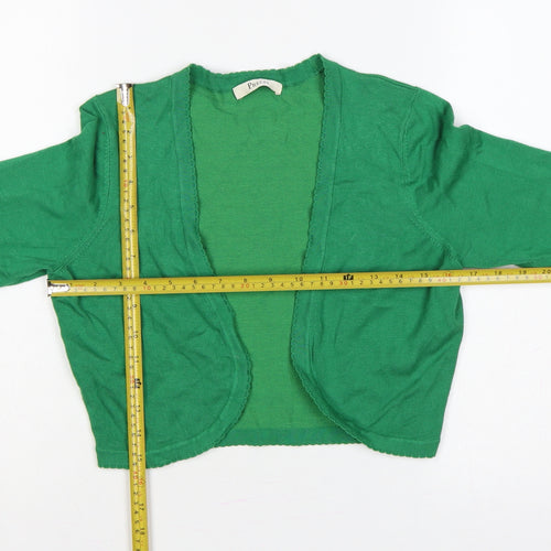 Precis Women Green Small Open Knit V-Neck Cardigan Long Sleeve