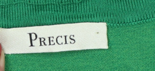 Precis Women Green Small Open Knit V-Neck Cardigan Long Sleeve