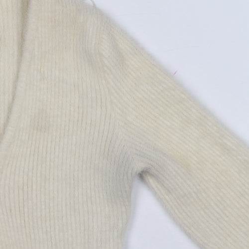 Urban Outfitters Women Ivory S Petite Wrap Tie Knit Cardigan Long Sleeve