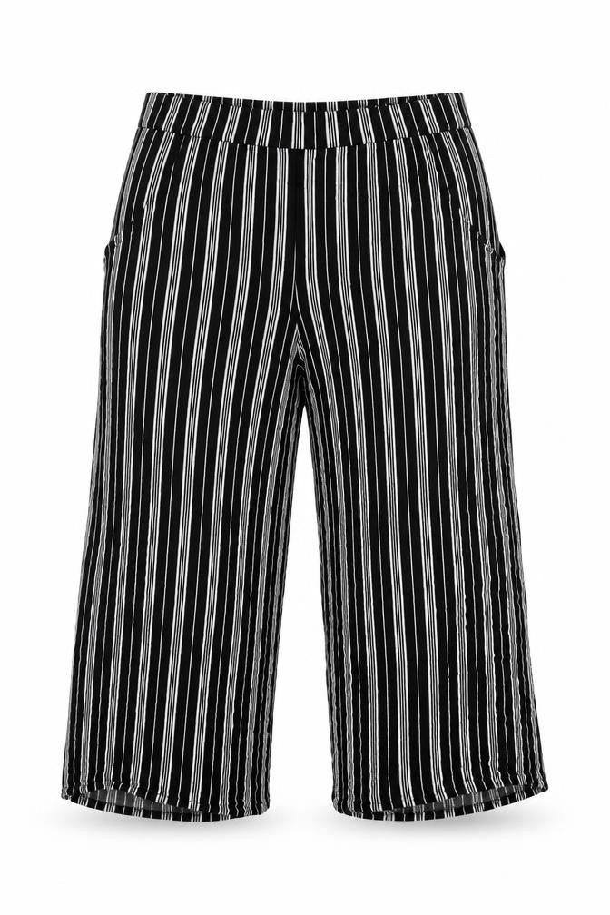 Hollister Women’s Black White Striped S Cropped Wide-Leg Trousers