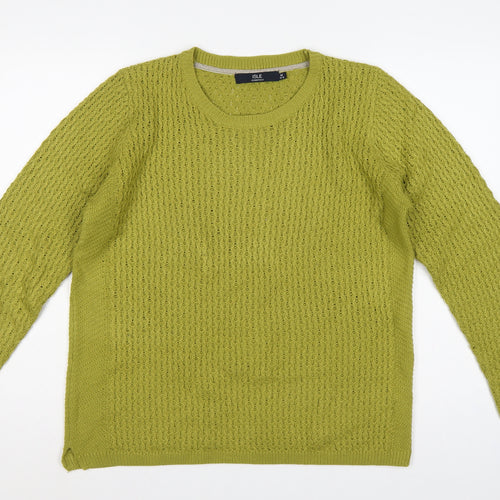 Isle Essentials Women’s Green Open Knit Pullover Jumper UK 14