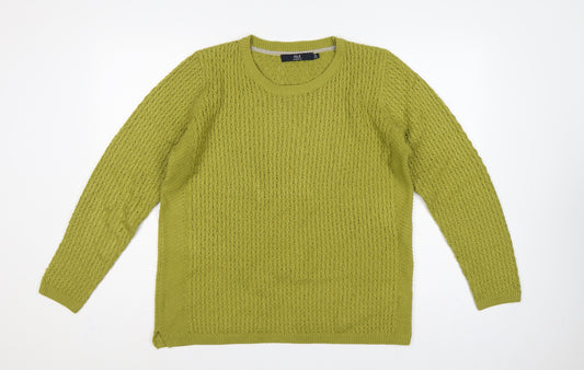 Isle Essentials Women’s Green Open Knit Pullover Jumper UK 14