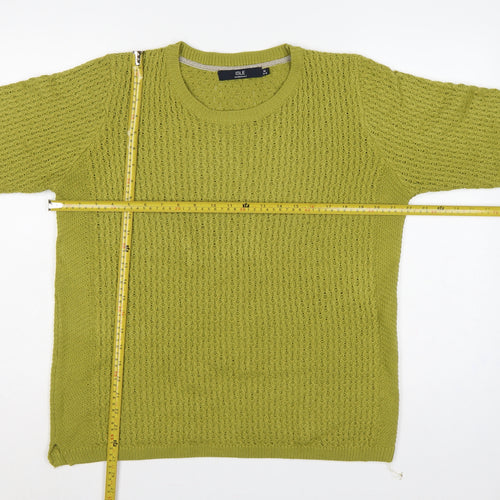 Isle Essentials Women’s Green Open Knit Pullover Jumper UK 14