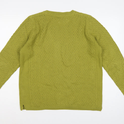 Isle Essentials Women’s Green Open Knit Pullover Jumper UK 14