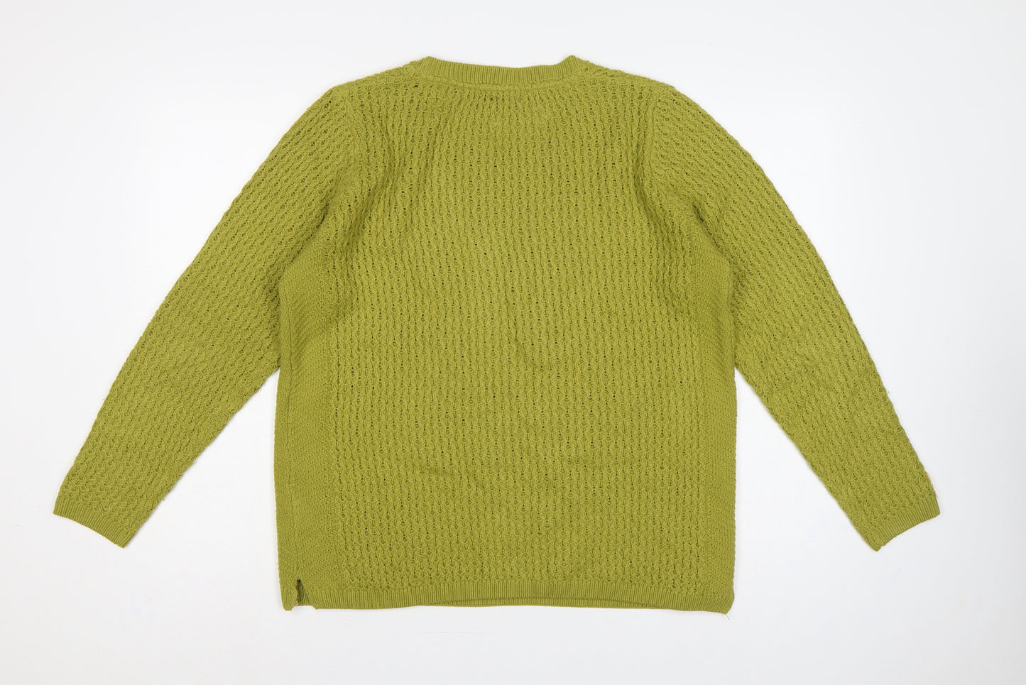 Isle Essentials Women’s Green Open Knit Pullover Jumper UK 14