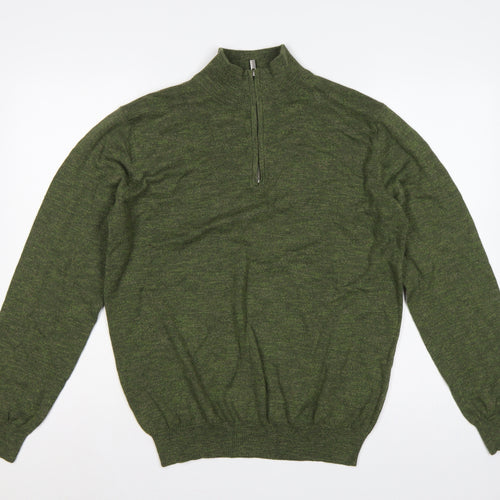 St Bernard Dunnes Men’s Green M Quarter Zip Cotton Knit Jumper