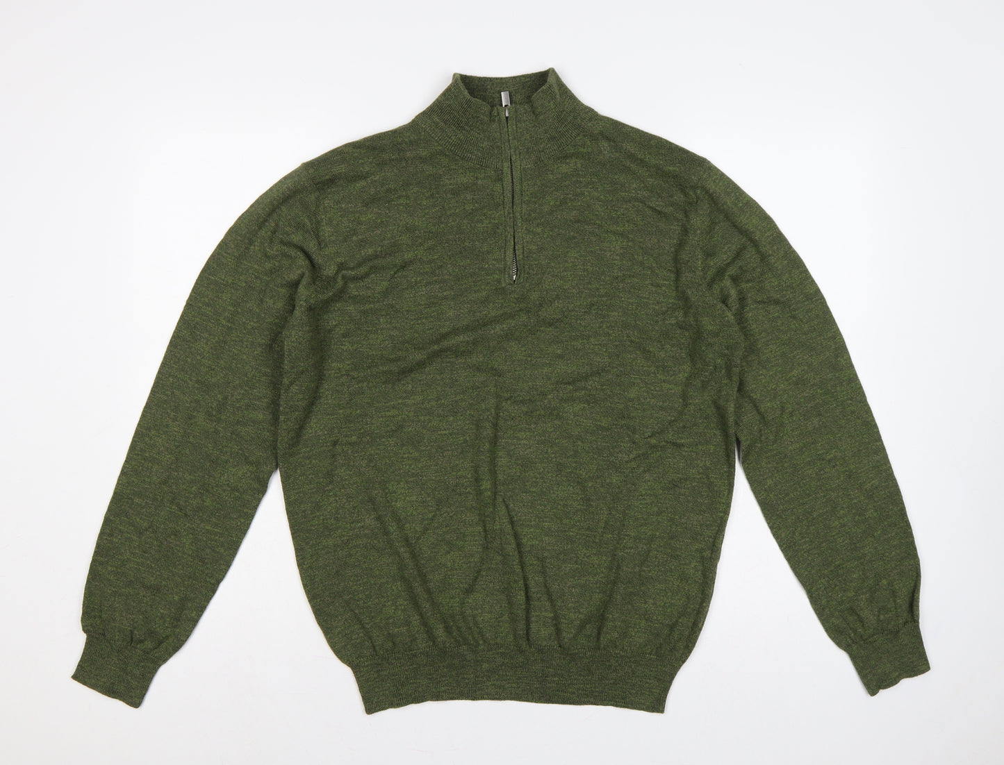 St Bernard Dunnes Men’s Green M Quarter Zip Cotton Knit Jumper