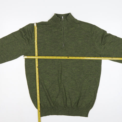 St Bernard Dunnes Men’s Green M Quarter Zip Cotton Knit Jumper