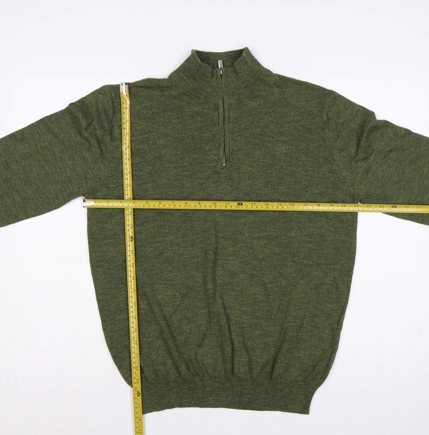 St Bernard Dunnes Men’s Green M Quarter Zip Cotton Knit Jumper