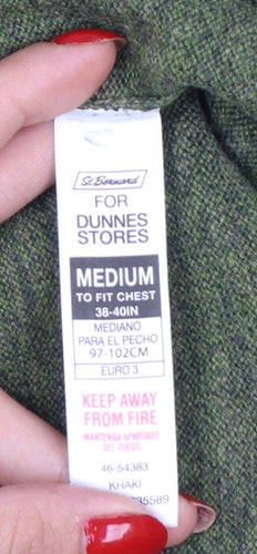 St Bernard Dunnes Men’s Green M Quarter Zip Cotton Knit Jumper
