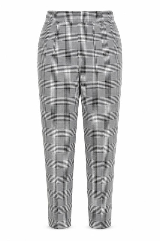 boohoo Women’s Grey Check High Rise Skinny Trousers UK 12