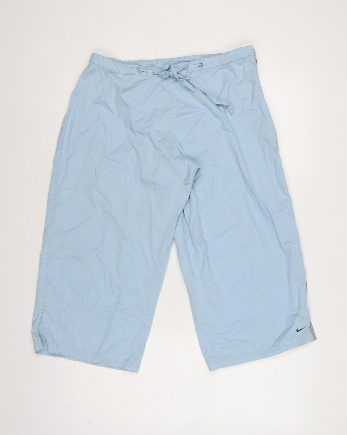 Back view of Nike Women Blue UK 14 Capri Activewear Running Trousers Drawstring