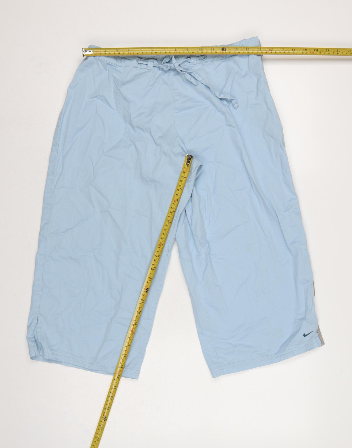 Close-up detail of Nike Women Blue UK 14 Capri Activewear Running Trousers Drawstring