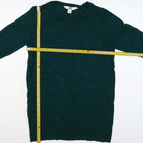 Dorothy Perkins Women Green UK 14 Round Neck Button Cuff Jumper
