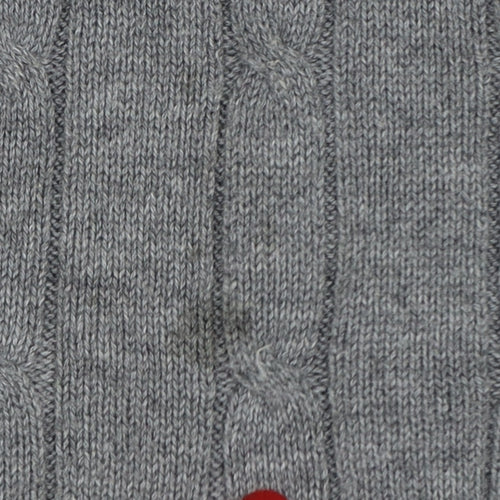 Marks and Spencer Men Grey XL Cable Knit Cotton V-Neck Vest Jumper