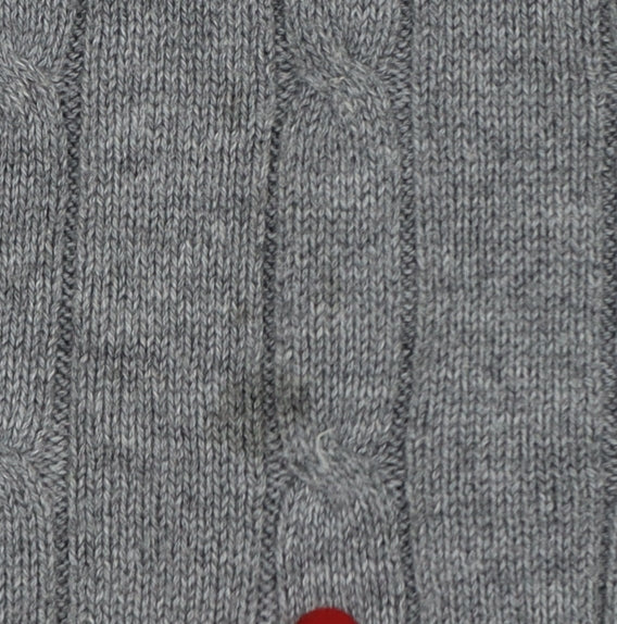 Marks and Spencer Men Grey XL Cable Knit Cotton V-Neck Vest Jumper
