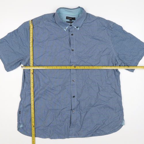 M&S Autograph Men’s Blue Check Slim Fit 2XL Short Sleeve Shirt