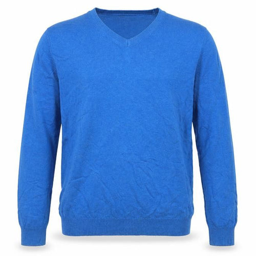John Lewis Men's Blue M Cotton Cashmere V-Neck Pullover Jumper