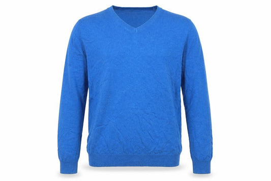 John Lewis Men's Blue M Cotton Cashmere V-Neck Pullover Jumper