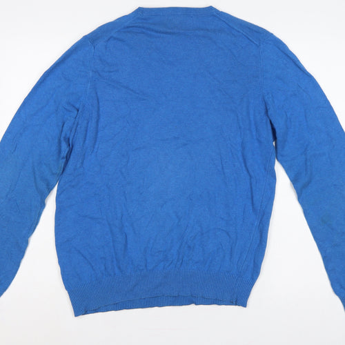 John Lewis Men's Blue M Cotton Cashmere V-Neck Pullover Jumper