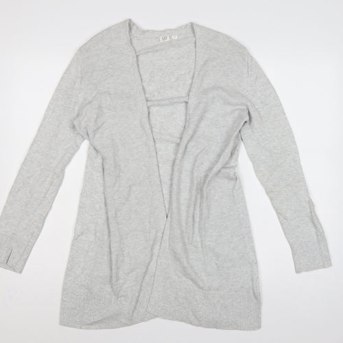 GAP Men Grey Cotton Open Knit Longline Cardigan Size M