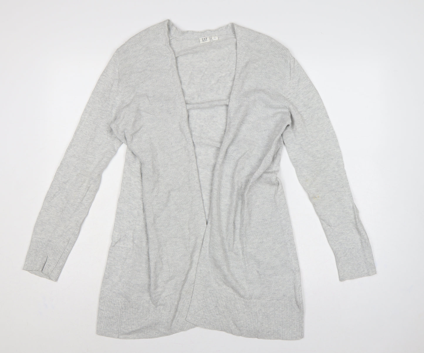 GAP Men Grey Cotton Open Knit Longline Cardigan Size M