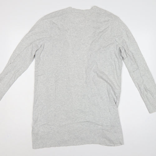 GAP Men Grey Cotton Open Knit Longline Cardigan Size M