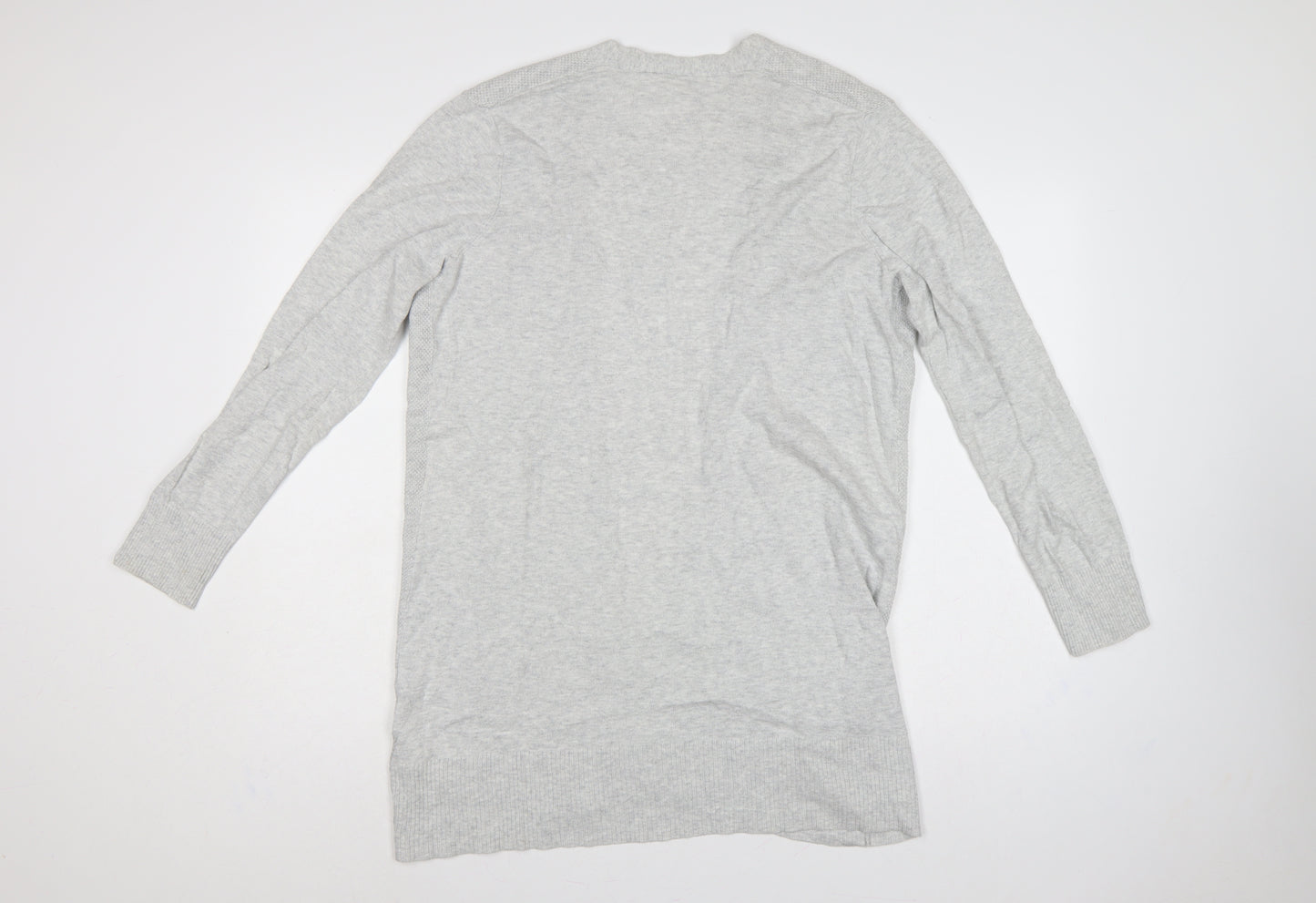 GAP Men Grey Cotton Open Knit Longline Cardigan Size M