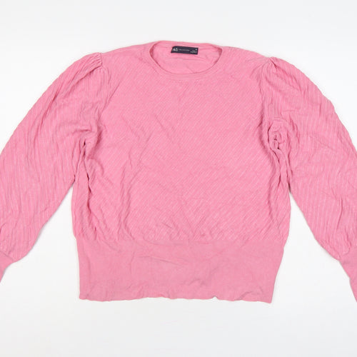 Marks and Spencer Women Pink Size 16 Balloon Sleeve Knit Jumper