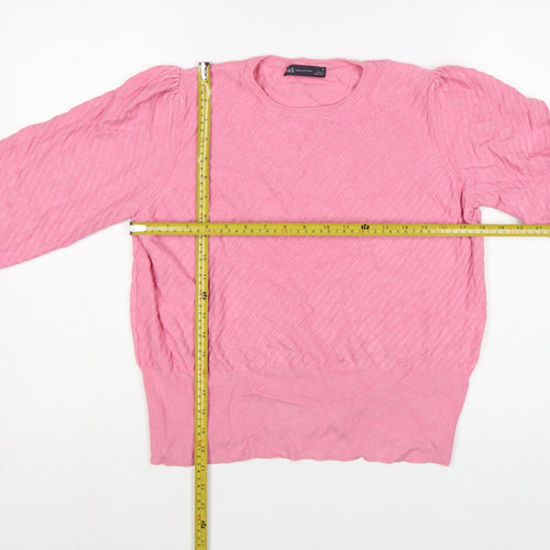 Marks and Spencer Women Pink Size 16 Balloon Sleeve Knit Jumper