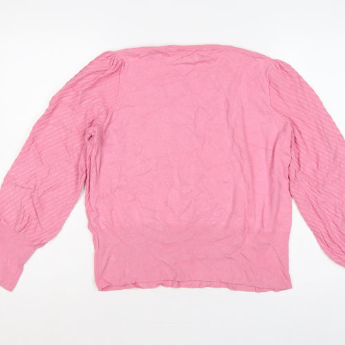 Marks and Spencer Women Pink Size 16 Balloon Sleeve Knit Jumper